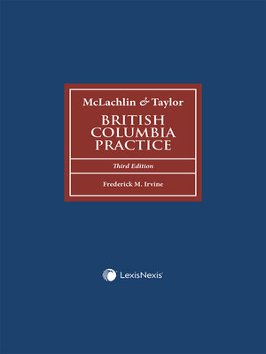 cover image of McLachlin & Taylor British Columbia Practice